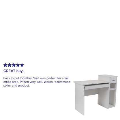 White Computer Desk with Shelves and Drawer
