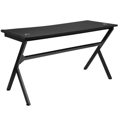 55" x 24" Extra Large Gaming Desk with Headphone Hook and Cup Holder
