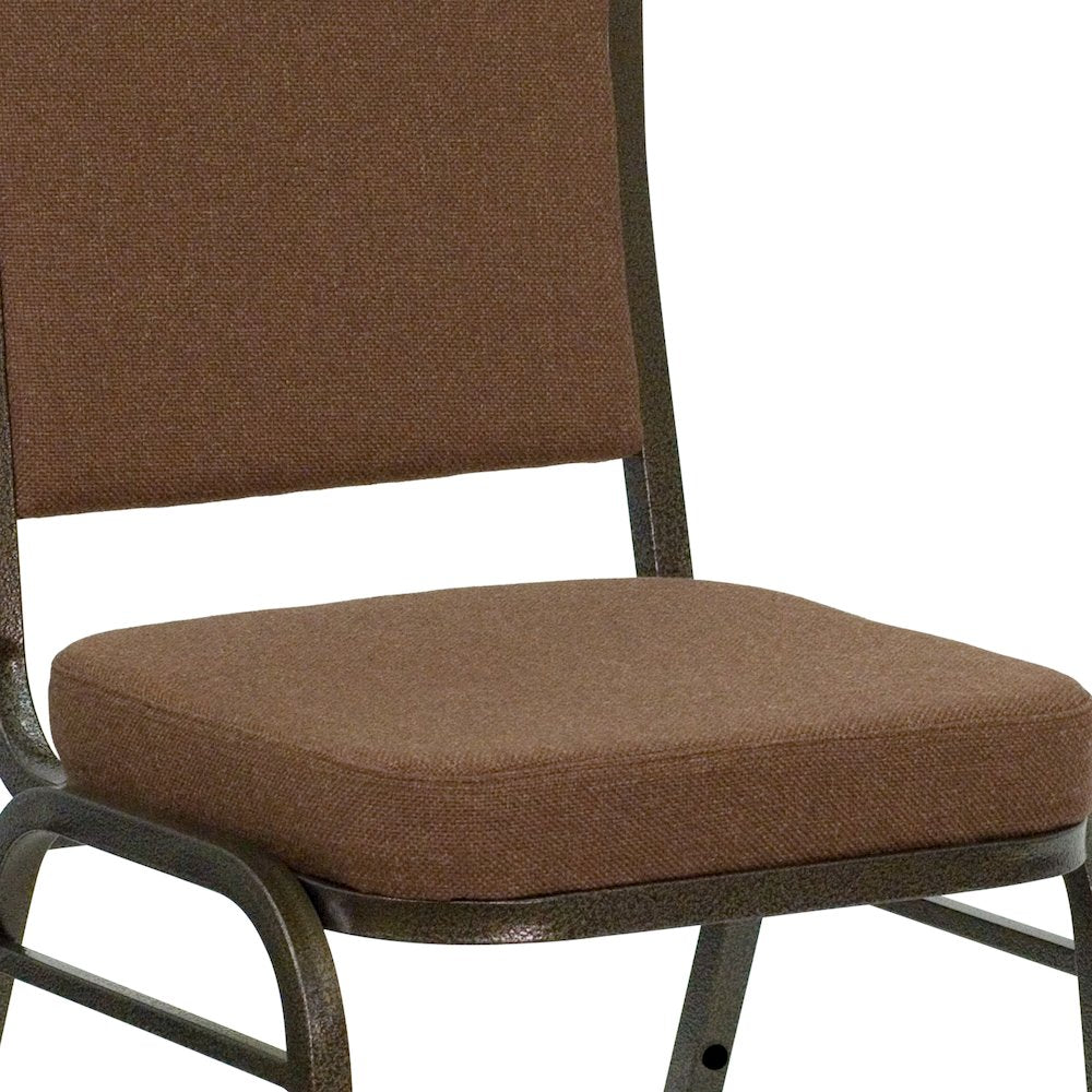 Crown Back Stacking Banquet Chair in Coffee Fabric - Gold Vein Frame