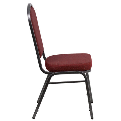 Crown Back Stacking Banquet Chair in Burgundy Fabric - Silver Vein Frame