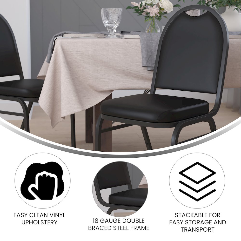 500 LB. Capacity Dome Back Stacking Banquet Chair in Black Viny