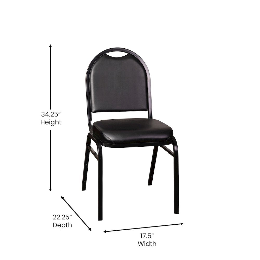 500 LB. Capacity Dome Back Stacking Banquet Chair in Black Viny