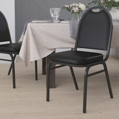 500 LB. Capacity Dome Back Stacking Banquet Chair in Black Viny