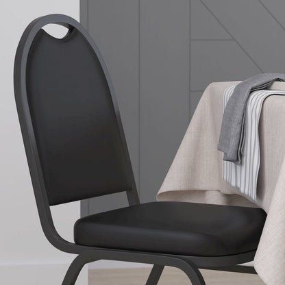 500 LB. Capacity Dome Back Stacking Banquet Chair in Black Viny