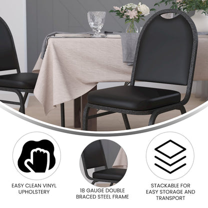 500 LB. Capacity Dome Back Stacking Banquet Chair in Black Vinyl