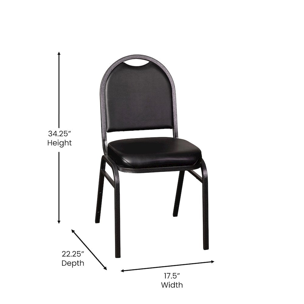500 LB. Capacity Dome Back Stacking Banquet Chair in Black Vinyl