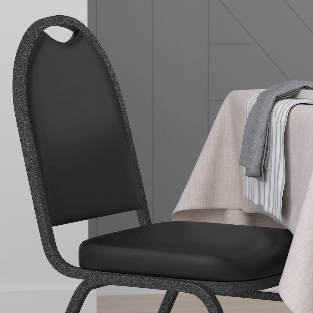 500 LB. Capacity Dome Back Stacking Banquet Chair in Black Vinyl