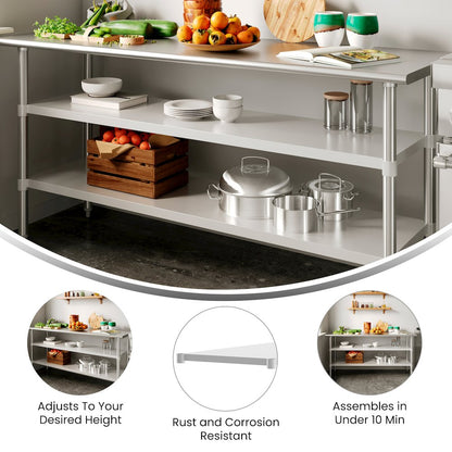 Under Shelf  - Adjustable Lower Shelf for 24" x 72" Stainless Steel Tables