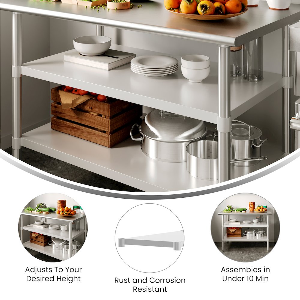 Under Shelf  - Adjustable Lower Shelf for 30" x 48" Stainless Steel Tables
