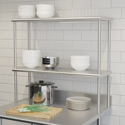 430 Stainless Steel 18 Gauge 36" x 12" Metal Kitchen Double Overshelf