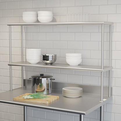 430 Stainless Steel 18 Gauge 48" x 12" Metal Kitchen Double Overshelf