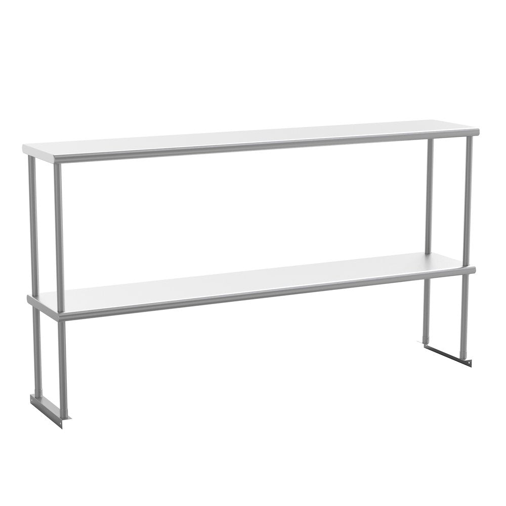 430 Stainless Steel 18 Gauge 60" x 12" Metal Kitchen Double Overshelf