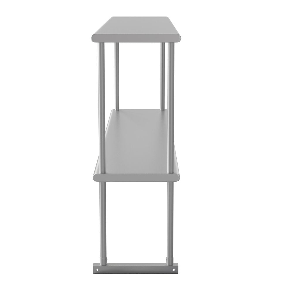 430 Stainless Steel 18 Gauge 60" x 12" Metal Kitchen Double Overshelf