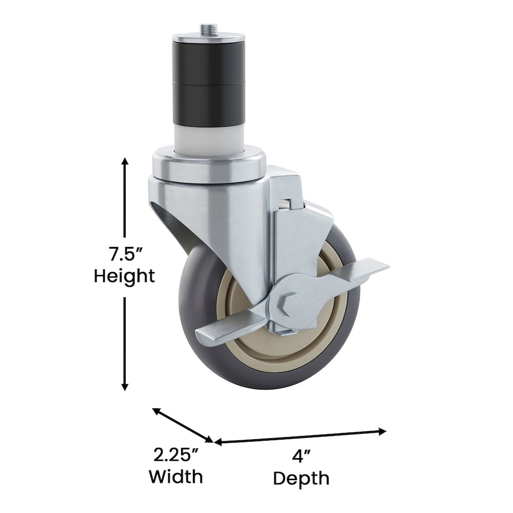 Set of 4 Heavy Duty Kitchen Casters with 2 Swivel Casters and 2 Locking Casters