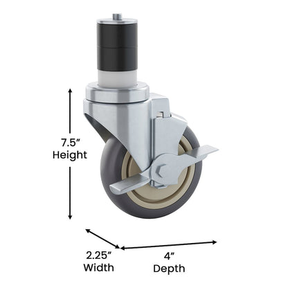 Set of 4 Heavy Duty Kitchen Casters with 2 Swivel Casters and 2 Locking Casters