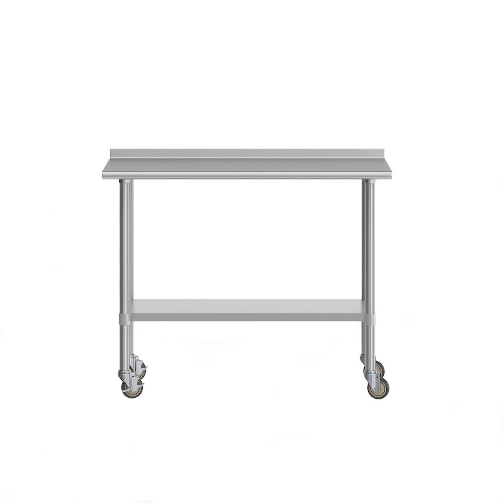 Stainless Steel 18  Gauge Portable Prep and Work Table with 1.5" Backsplash