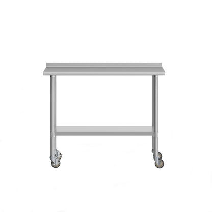 Stainless Steel 18  Gauge Portable Prep and Work Table with 1.5" Backsplash