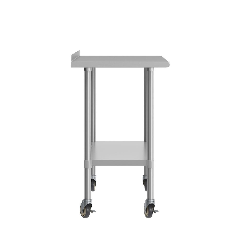 Stainless Steel 18  Gauge Portable Prep and Work Table with 1.5" Backsplash