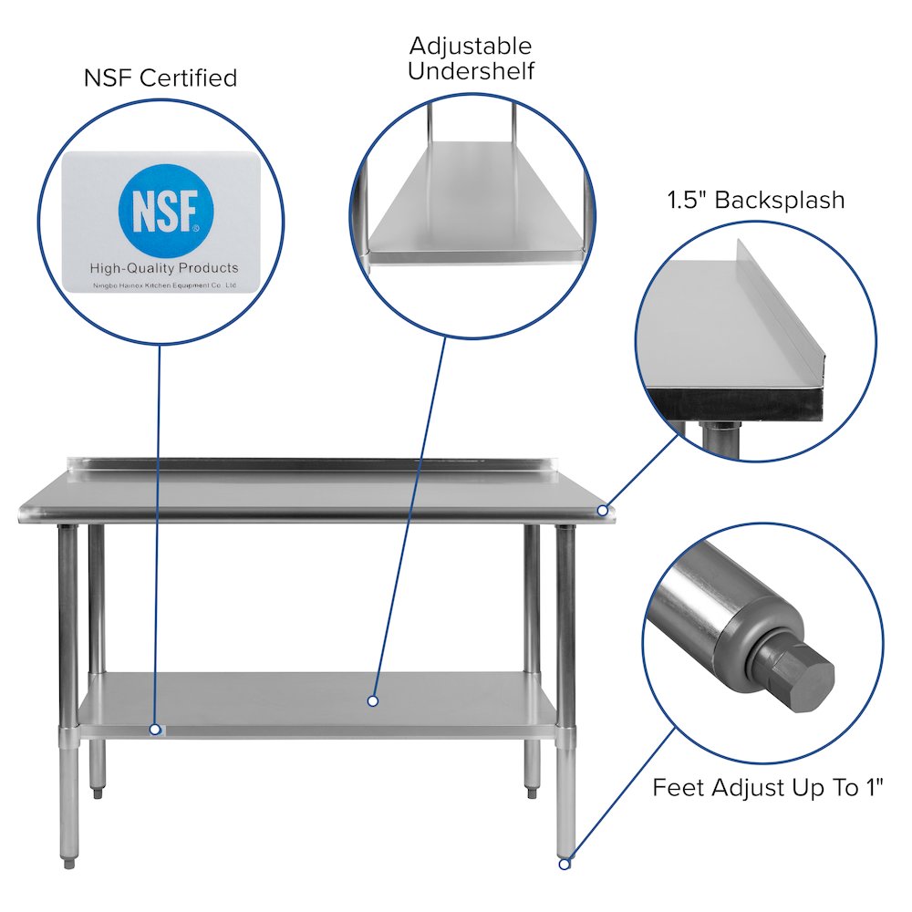 Stainless Steel 18  Gauge Prep and Work Table