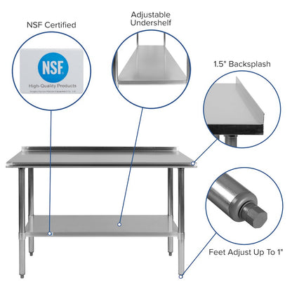 Stainless Steel 18  Gauge Prep and Work Table