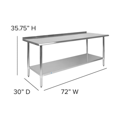 Stainless Steel 18  Gauge Prep and Work Table