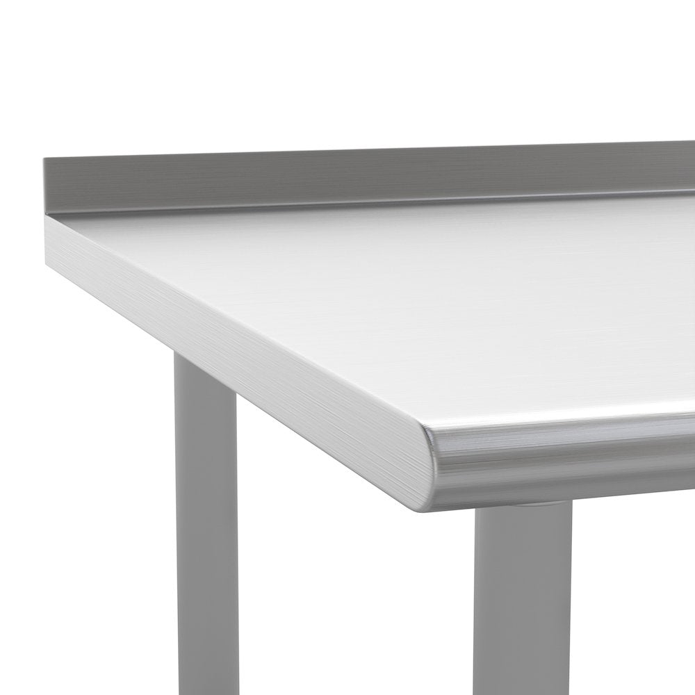 18 Gauge Open Base Kitchen Prep and Work Table with 1.5" Backsplash