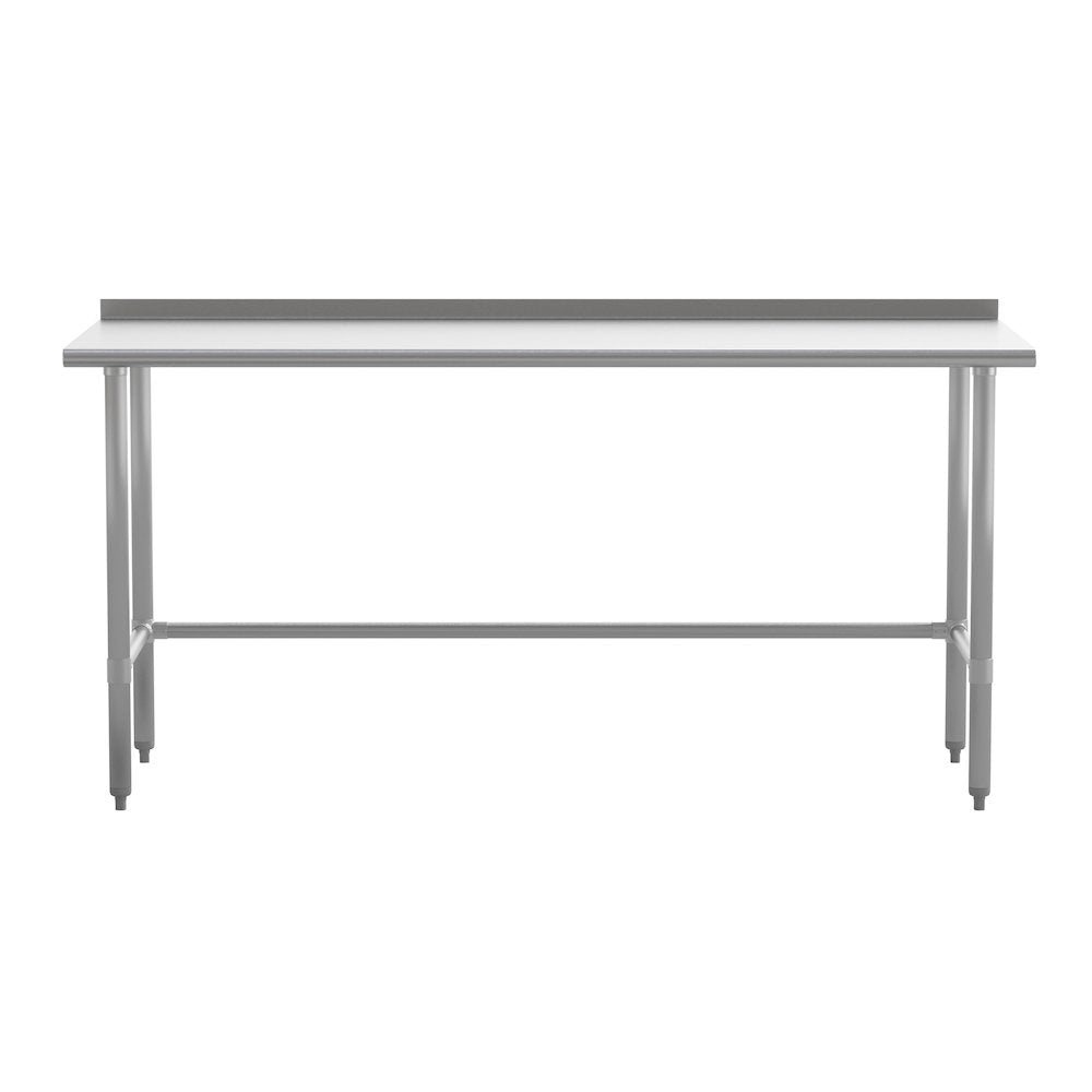 18 Gauge Open Base Kitchen Prep and Work Table with 1.5" Backsplash