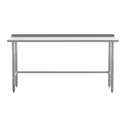 18 Gauge Open Base Kitchen Prep and Work Table with 1.5" Backsplash