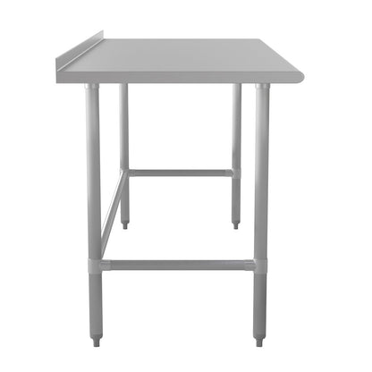 18 Gauge Open Base Kitchen Prep and Work Table with 1.5" Backsplash