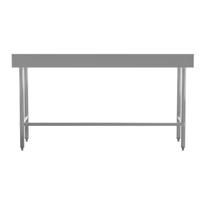 18 Gauge Open Base Kitchen Prep and Work Table with 4" Backsplash