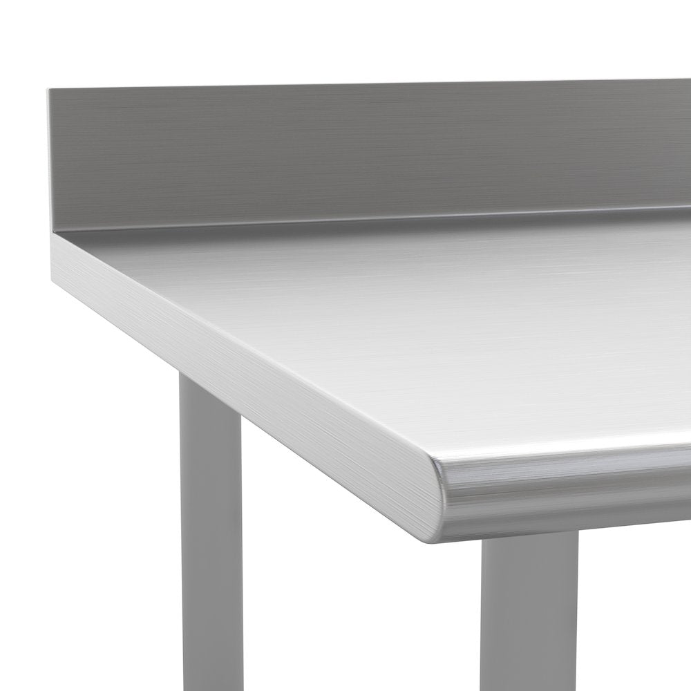 18 Gauge Open Base Kitchen Prep and Work Table with 4" Backsplash