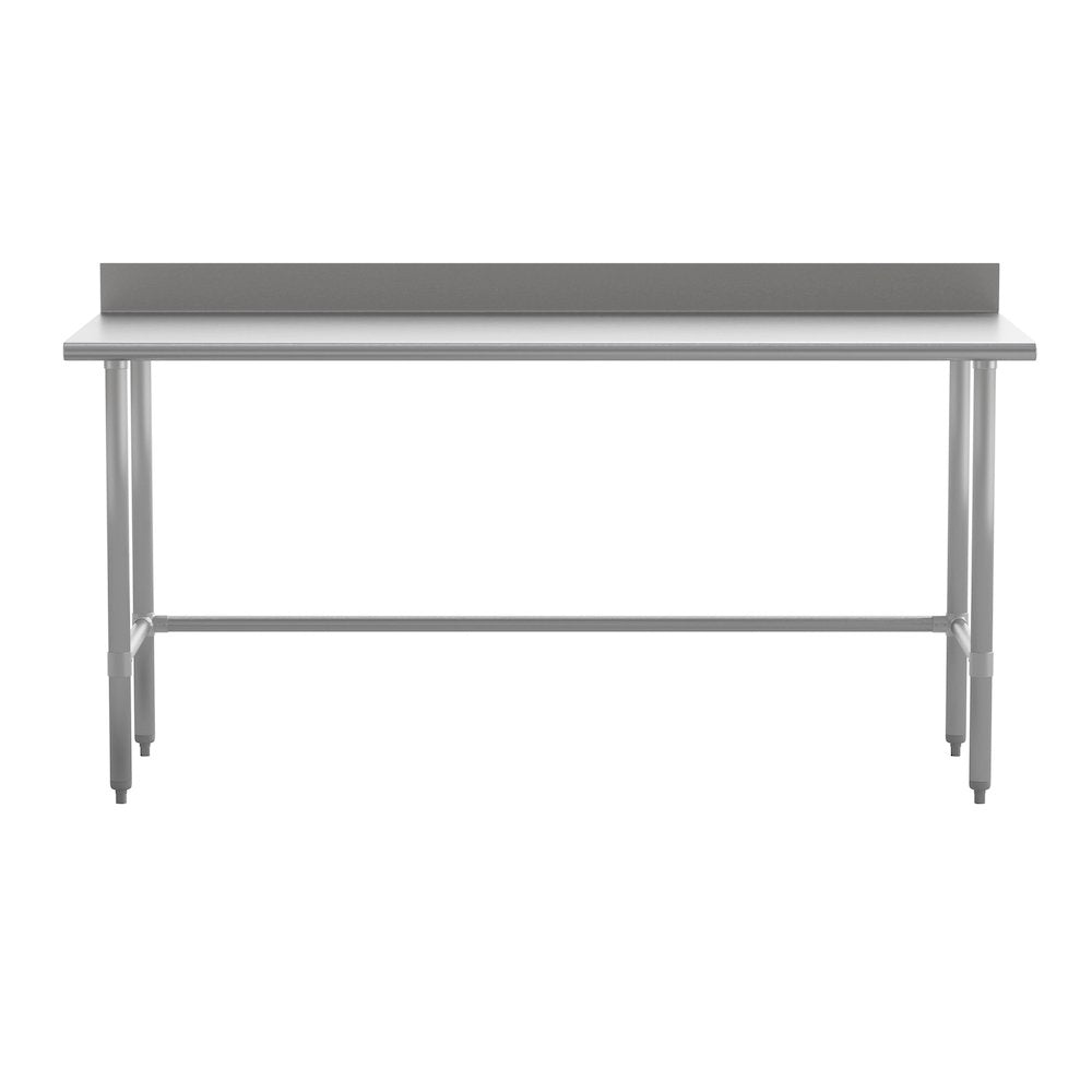 18 Gauge Open Base Kitchen Prep and Work Table with 4" Backsplash