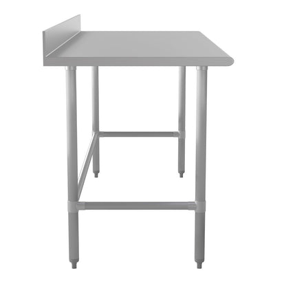 18 Gauge Open Base Kitchen Prep and Work Table with 4" Backsplash