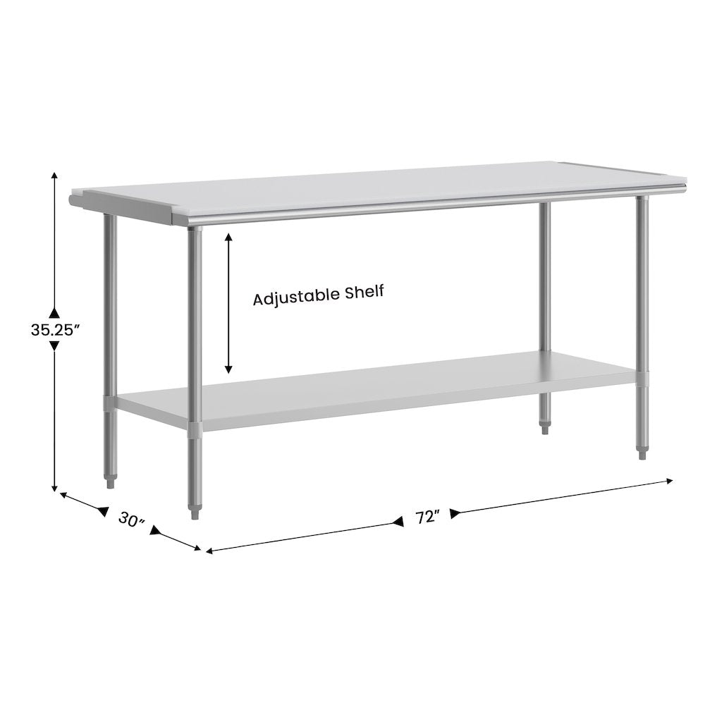 Portable Prep and Work Table with Top Shelf with Poly Cutting Board,Undershelf