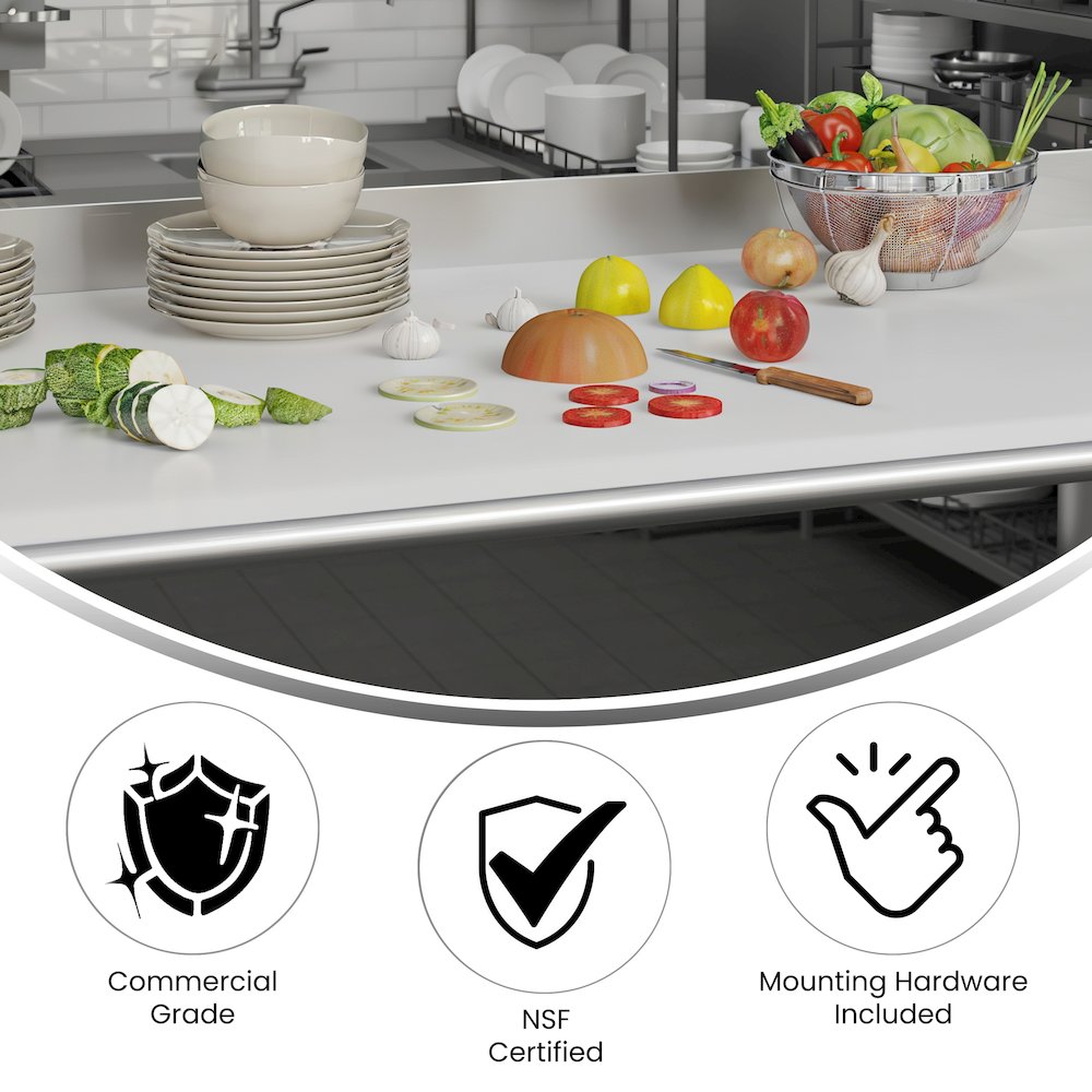 High-Pressure 0.75" Thick Poly Top Cutting Board with Brackets