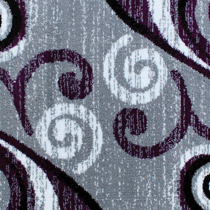2' x 3' Purple Abstract Area Rug - Olefin Rug with Jute Backing