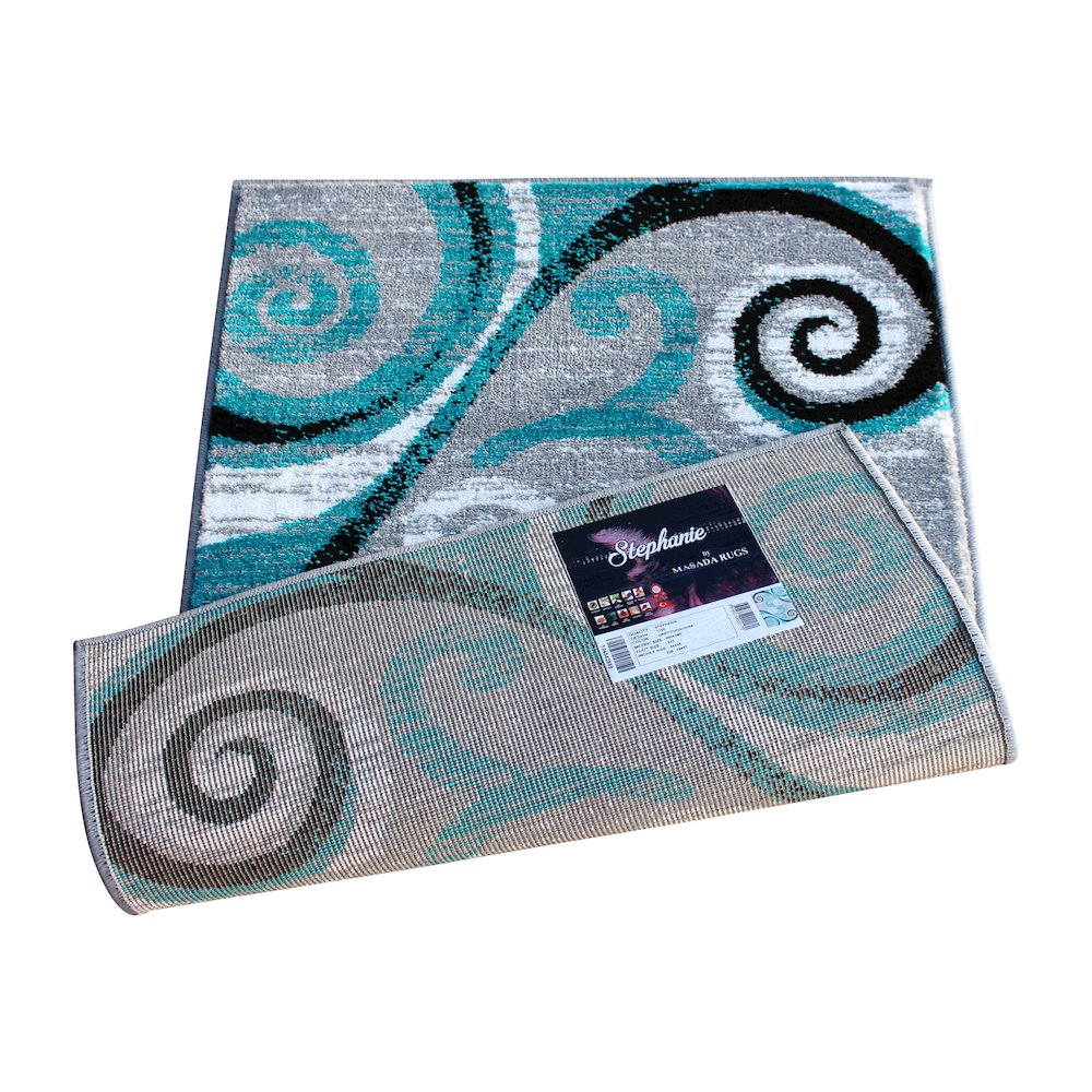 2' x 3' Turquoise Abstract Area Rug - Olefin Rug with Jute Backing