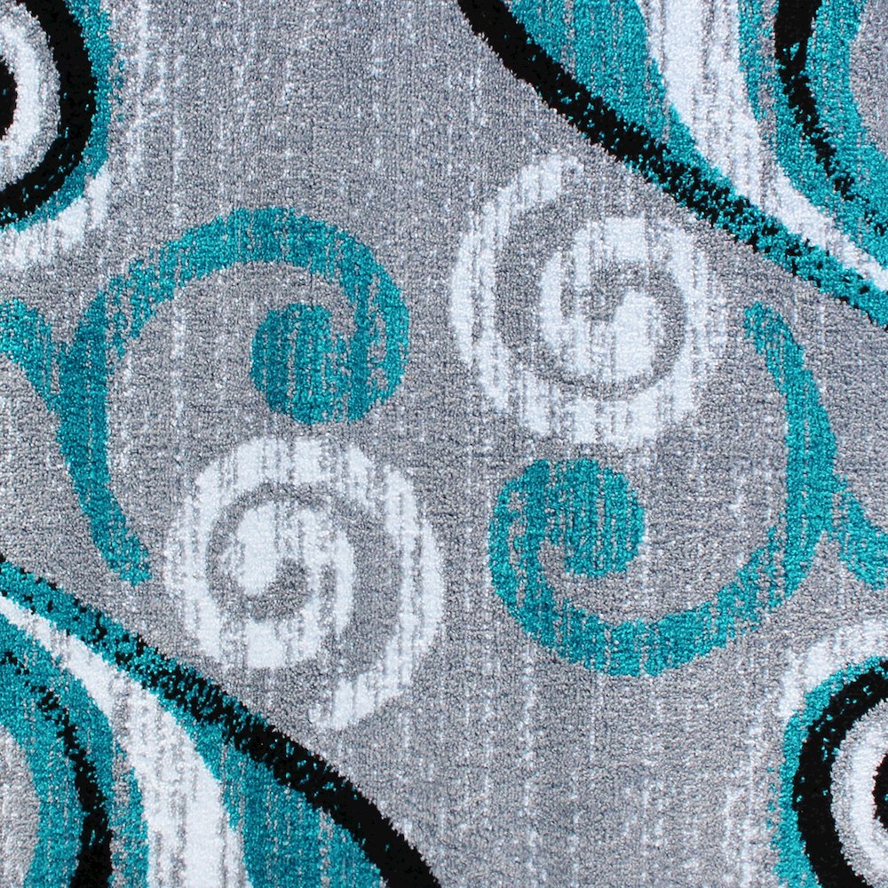 2' x 3' Turquoise Abstract Area Rug - Olefin Rug with Jute Backing