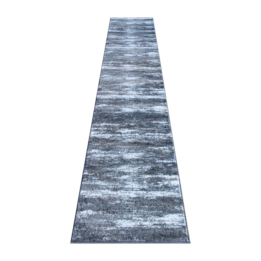 2' x 11' Distressed Gray Olefin Area Rug for Entryway, Living Room, Bedroom