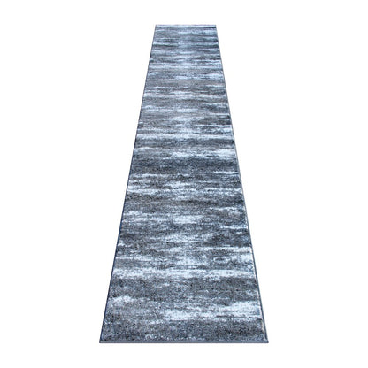 2' x 11' Distressed Gray Olefin Area Rug for Entryway, Living Room, Bedroom
