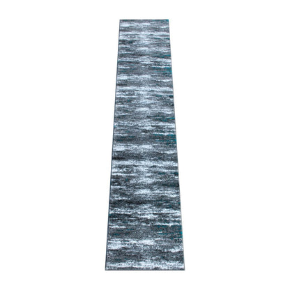 2' x 11' Distressed Turquoise Olefin Area Rug for Entryway, Living Room, Bedroom