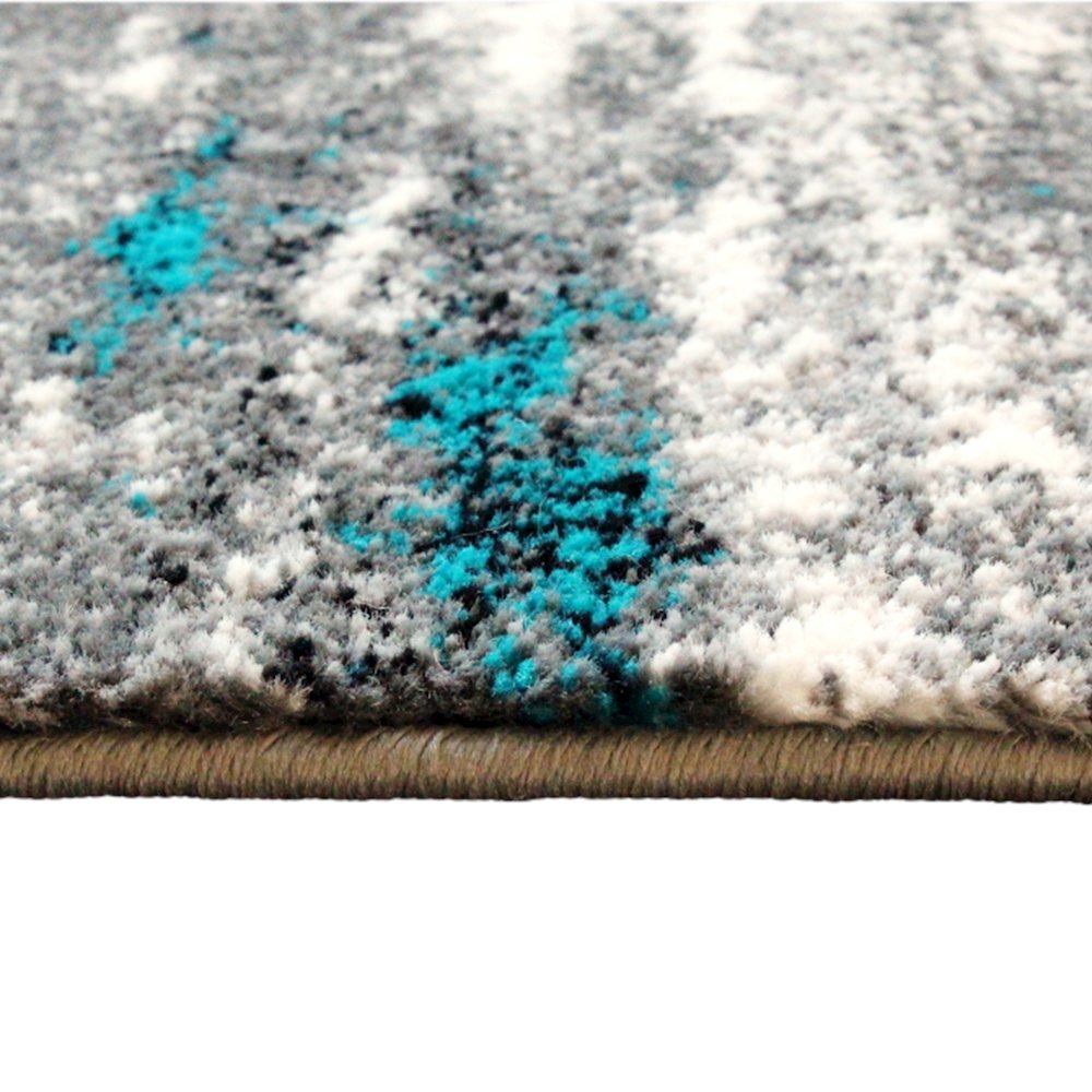 2' x 11' Distressed Turquoise Olefin Area Rug for Entryway, Living Room, Bedroom