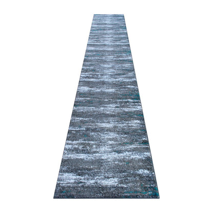 3' x 16' Distressed Gray Olefin Area Rug for Entryway, Living Room, Bedroom