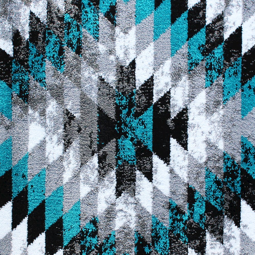 Southwestern 2' x 3' Turquoise Area Rug - Olefin Rug with Jute Backing