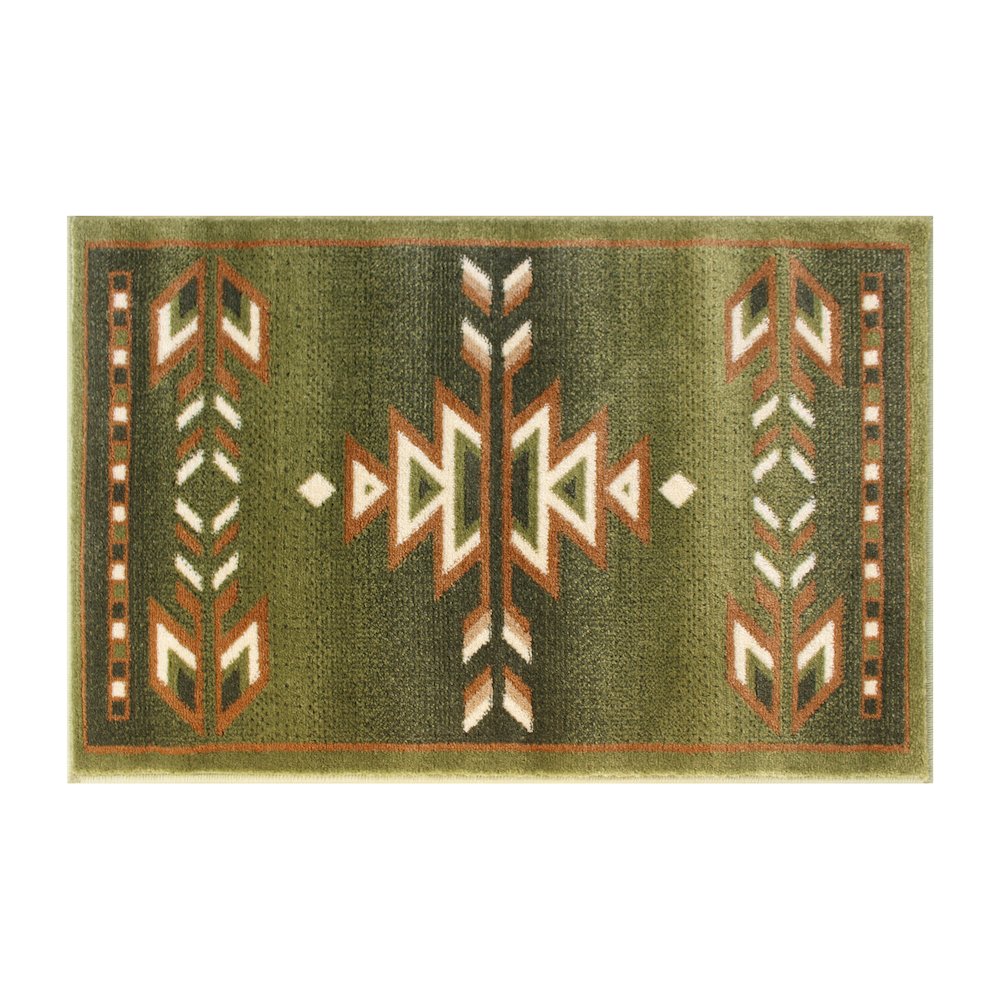 Southwestern 2' x 3' Green Area Rug - Olefin Rug