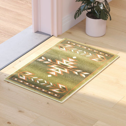 Southwestern 2' x 3' Green Area Rug - Olefin Rug