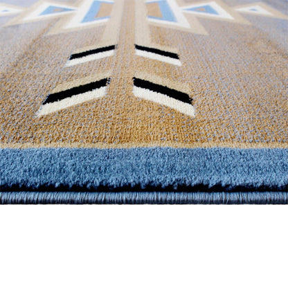 Southwestern 4' x 5' Blue Area Rug - Olefin Rug