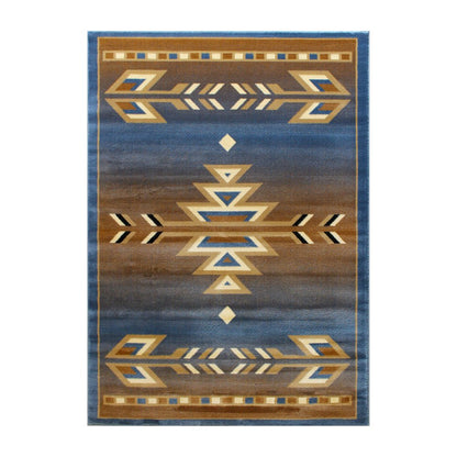 Southwestern 8' x 10' Blue Area Rug - Olefin Rug
