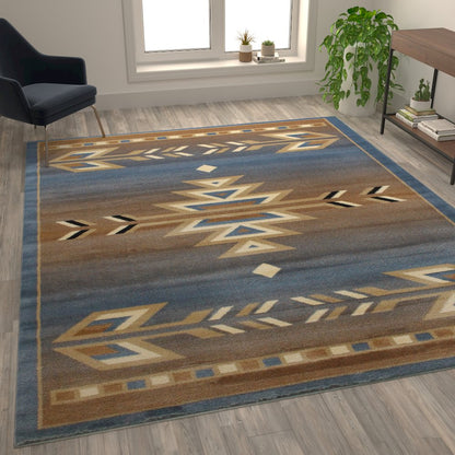 Southwestern 8' x 10' Blue Area Rug - Olefin Rug
