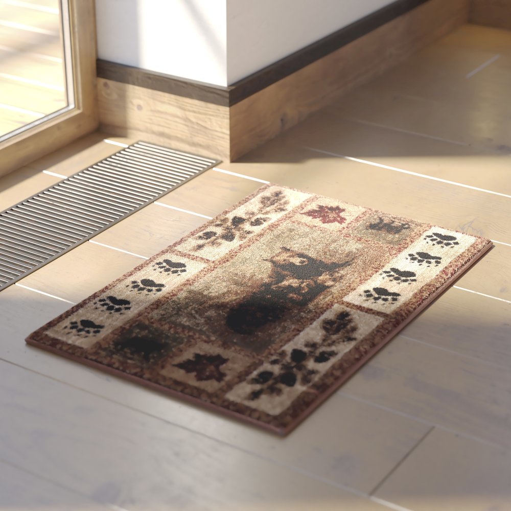 2' x 3' Mother Bear, Cubs Nature Themed Olefin Area Rug